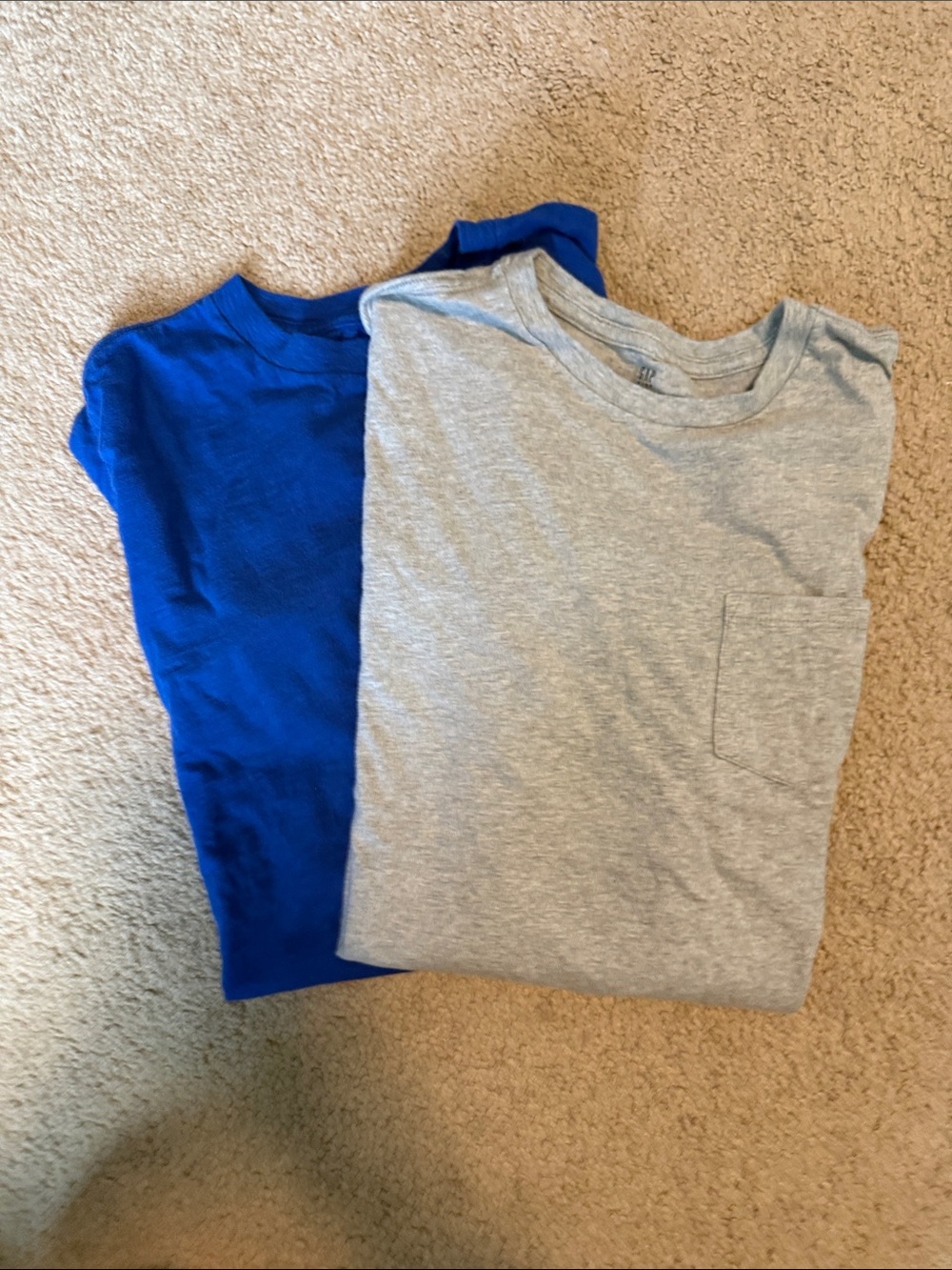 2 GAP Kids Short-Sleeve Crewneck Tees in Royal Blue & Heather Gray